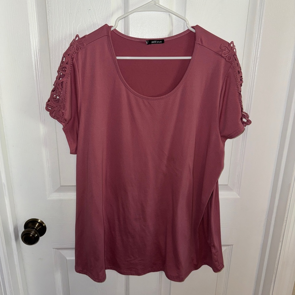 Just My Size Red Relaxed Buttoned Blouse